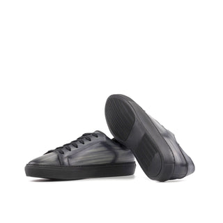 Ambrogio Bespoke Gray Patina Leather Trainer Sneakers (AMB2398)