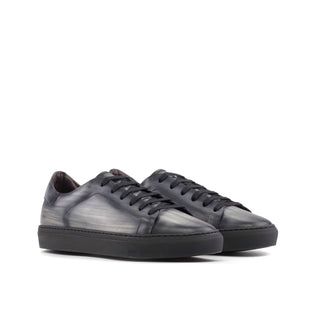 Ambrogio Bespoke Gray Patina Leather Trainer Sneakers (AMB2398)