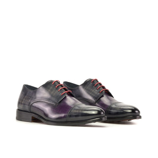 Ambrogio Bespoke Gray & Purple Patina Leather Derby Oxfords (AMB2424)