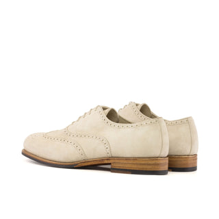 Ambrogio Bespoke Ivory Suede Wingtip Oxfords (AMB2431)