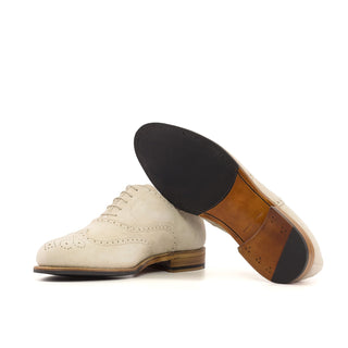 Ambrogio Bespoke Ivory Suede Wingtip Oxfords (AMB2431)
