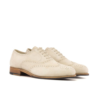 Ambrogio Bespoke Ivory Suede Wingtip Oxfords (AMB2431)