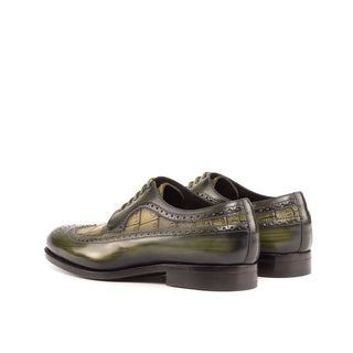 Ambrogio Bespoke Khaki & Olive Crocodile Embossed / Patina Leather Longwing Blucher Oxfords (AMB2242)
