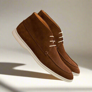 Ambrogio Bespoke Medium Brown Suede Moccasin Flex Boots (AMB2559)