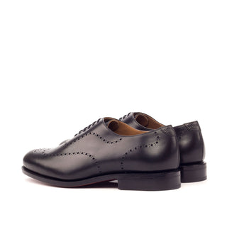 Ambrogio 3448 Bespoke Men's Shoes Black Pebble Grain / Calf-Skin Leather Dress Oxfords (AMB1301)-AmbrogioShoes