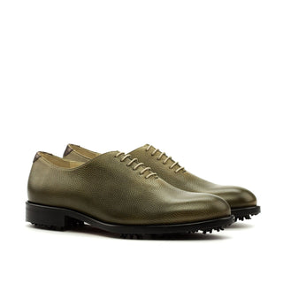 Ambrogio 3581 Bespoke Men's Shoes Brown & Olive Full Grain / Calf-Skin Leather Golf Oxfords (AMB1306)-AmbrogioShoes