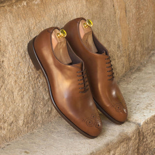 Ambrogio 2868 Bespoke Men's Shoes Brown Polished Calf-SKin Leather Dress Oxfords (AMB1293)-AmbrogioShoes