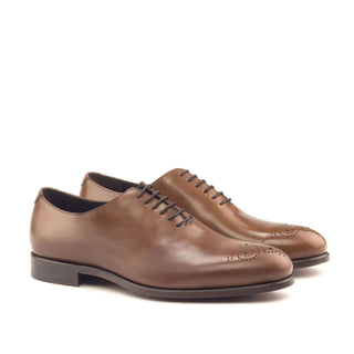 Ambrogio 2868 Bespoke Men's Shoes Brown Polished Calf-SKin Leather Dress Oxfords (AMB1293)-AmbrogioShoes