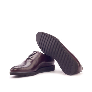 Ambrogio 3220 Bespoke Men's Shoes Burgundy Polished Calf-Skin Leather Oxfords (AMB1304)-AmbrogioShoes