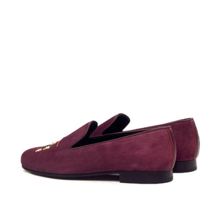 Ambrogio 2469 Bespoke Men's Shoes Burgundy Suede Leather Slip-On Loafers (AMB1318)-AmbrogioShoes