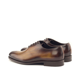 Ambrogio 3307 Bespoke Men's Shoes Cognac Patina Leather Dress Oxfords (AMB1290)-AmbrogioShoes