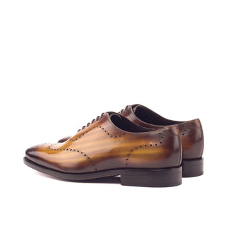 Ambrogio 3305 Bespoke Men's Shoes Cognac Patina Leather Dress Oxfords (AMB1300)-AmbrogioShoes