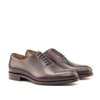 Ambrogio 2784 Bespoke Men's Shoes Dark Brown Poblished Leather Dress Oxfords (AMB1286)-AmbrogioShoes