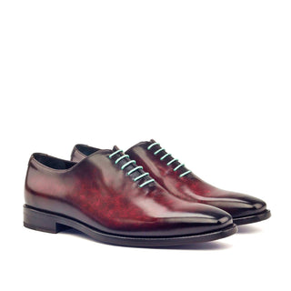 Ambrogio 2811 Bespoke Men's Shoes Gray & Burgundy Patina Leather Dress Oxfords (AMB1294)-AmbrogioShoes