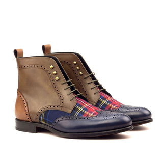 Ambrogio 2566 Bespoke Men's Shoes Multi-Color Calf-Skin Leather Military Brogue Boots (AMB1253)-AmbrogioShoes