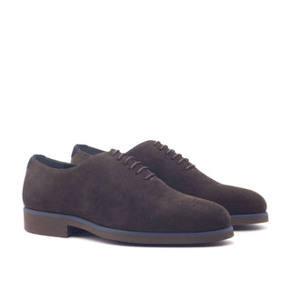 Ambrogio 3081 Bespoke Men's Shoes Navy & Brown Lux Suede Leather Dress Oxfords (AMB1289)-AmbrogioShoes