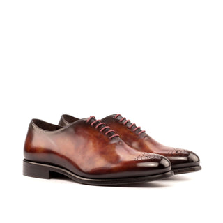 Ambrogio 3963 Bespoke Men's Shoes Orange Fire Patina Leather Dress Oxfords (AMB1296)-AmbrogioShoes