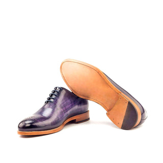 Ambrogio 2772 Bespoke Men's Shoes Purple Patina Leather Dress Oxfords (AMB1295)-AmbrogioShoes