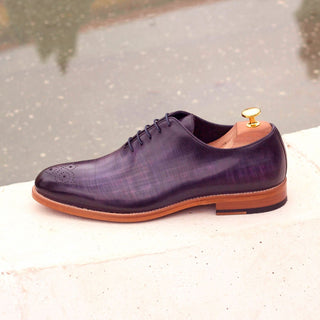 Ambrogio 2772 Bespoke Men's Shoes Purple Patina Leather Dress Oxfords (AMB1295)-AmbrogioShoes