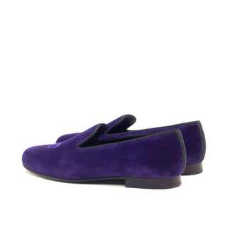 Ambrogio 2904 Bespoke Men's Shoes Purple Velvet Slip-On Loafers (AMB1316)-AmbrogioShoes