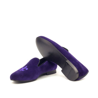 Ambrogio 2904 Bespoke Men's Shoes Purple Velvet Slip-On Loafers (AMB1316)-AmbrogioShoes