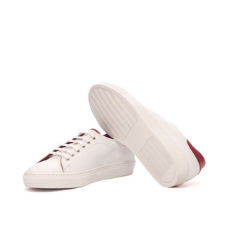 Ambrogio 3386 Bespoke Men's Shoes White & Red Box Calf-Skin Leather Casual Sneakers (AMB1261)-AmbrogioShoes