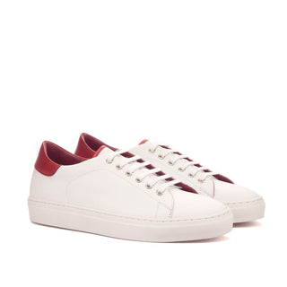 Ambrogio 3386 Bespoke Men's Shoes White & Red Box Calf-Skin Leather Casual Sneakers (AMB1261)-AmbrogioShoes