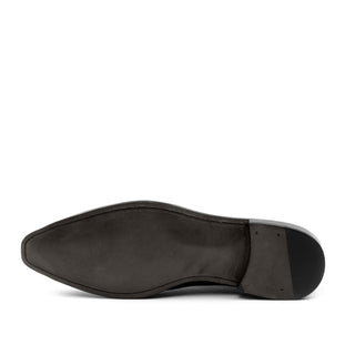 Ambrogio 2314 Bespoke Custom Men's Shoes Black Crocodile Print / Pebble Grain / Patent / Calf-Skin Leather Military Brogue Boots (AMB1513)-AmbrogioShoes