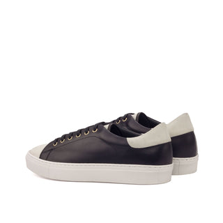 Ambrogio 3395 Bespoke Custom Men's Shoes Black & White Suede / Calf-Skin Leather Casual Sneakers (AMB1626)-AmbrogioShoes