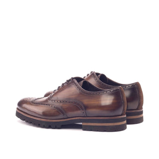 Ambrogio 2998 Bespoke Custom Men's Shoes Brown Suede / Patina Leather Brogue Oxfords (AMB1580)-AmbrogioShoes