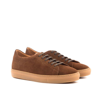 Ambrogio 4639 Bespoke Custom Men's Shoes Brown Suede & Polished Calf-Skin Leather Sneakers (AMB1825)-AmbrogioShoes