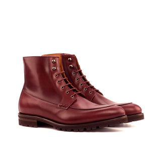 Ambrogio 4040 Bespoke Custom Men's Shoes Burgundy Calf-Skin Leather Moccasin Boots (AMB1607)-AmbrogioShoes