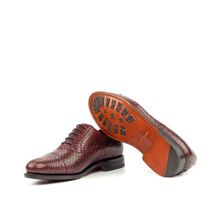 Ambrogio 4343 Bespoke Custom Men's Shoes Burgundy Exotic Snake-Skin Dress Oxfords (AMB1567)-AmbrogioShoes