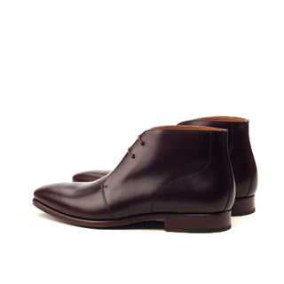 Ambrogio 2408 Bespoke Custom Men's Shoes Burgundy Polished Calf-Skin Leather Chukka Boots (AMB1543)-AmbrogioShoes