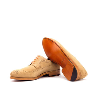 Ambrogio 3263 Bespoke Custom Men's Shoes Camel Suede Leather Longwing Oxfords (AMB1728)-AmbrogioShoes