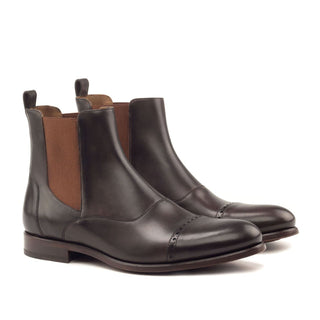 Ambrogio 2879 Bespoke Custom Men's Shoes Dark Brown Calf-Skin Leather Chelsea Boots (AMB1431)-AmbrogioShoes