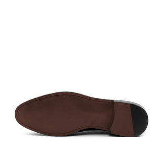 Ambrogio 1539 Bespoke Custom Men's Shoes Gray & Dark Brown Fabric / Calf-Skin Leather Military Brogue Boots (AMB1514)-AmbrogioShoes