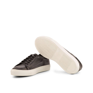 Ambrogio 3968 Bespoke Custom Men's Shoes Gray Patina Leather Casual Sneakers (AMB1443)-AmbrogioShoes
