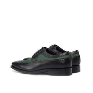 Ambrogio 4394 Bespoke Custom Men's Shoes Green & Black Suede / Calf-Skin Leather Longwing Oxfords (AMB1540)-AmbrogioShoes