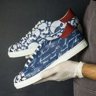 Ambrogio 4489 Bespoke Custom Men's Shoes Multi-Color Calf-Skin Leather Stencil Trainer Sneakers (AMB1689)-AmbrogioShoes