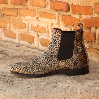 Ambrogio 3158 Bespoke Custom Men's Shoes Multi-Color Leopard Sartorial Chelsea Boots (AMB1368)-AmbrogioShoes