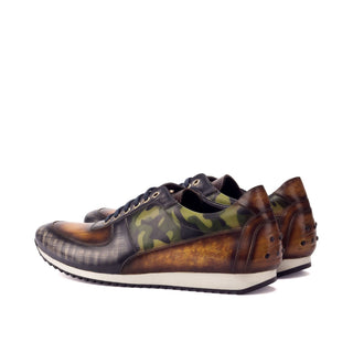 Ambrogio 3193 Bespoke Custom Men's Shoes Multi-Color Patina Leather Casual Corsini Sneakers (AMB1415)-AmbrogioShoes