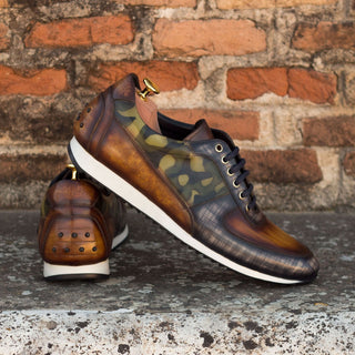 Ambrogio 3193 Bespoke Custom Men's Shoes Multi-Color Patina Leather Casual Corsini Sneakers (AMB1415)-AmbrogioShoes