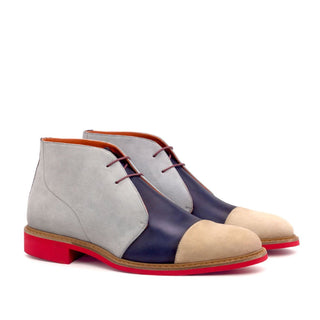 Ambrogio 2597 Bespoke Custom Men's Shoes Multi-Color Suede / Polished / Calf-Skin Leather Chukka Boots (AMB1347)-AmbrogioShoes
