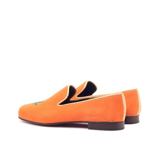 Ambrogio 3367 Bespoke Custom Men's Shoes Orange Grossgrain / Suede Leather Wellington Slip-On Loafer (AMB1659)-AmbrogioShoes