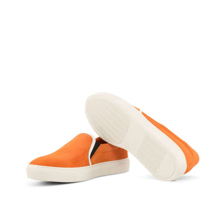 Ambrogio 4151 Bespoke Custom Men's Shoes Orange Suede Leather Slip-On Casual Sneakers (AMB1371)-AmbrogioShoes