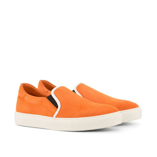 Ambrogio 4151 Bespoke Custom Men's Shoes Orange Suede Leather Slip-On Casual Sneakers (AMB1371)-AmbrogioShoes