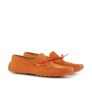 Ambrogio 3687 Bespoke Custom Men's Shoes Orange Suede Leather Slip-On Driver Loafers (AMB1679)-AmbrogioShoes