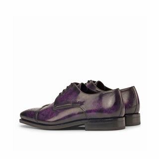 Ambrogio 3812 Bespoke Custom Men's Shoes Purple Patina Leather Derby Oxfords (AMB1465)-AmbrogioShoes