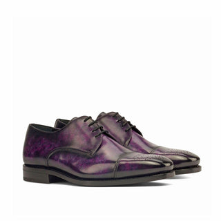 Ambrogio 3812 Bespoke Custom Men's Shoes Purple Patina Leather Derby Oxfords (AMB1465)-AmbrogioShoes